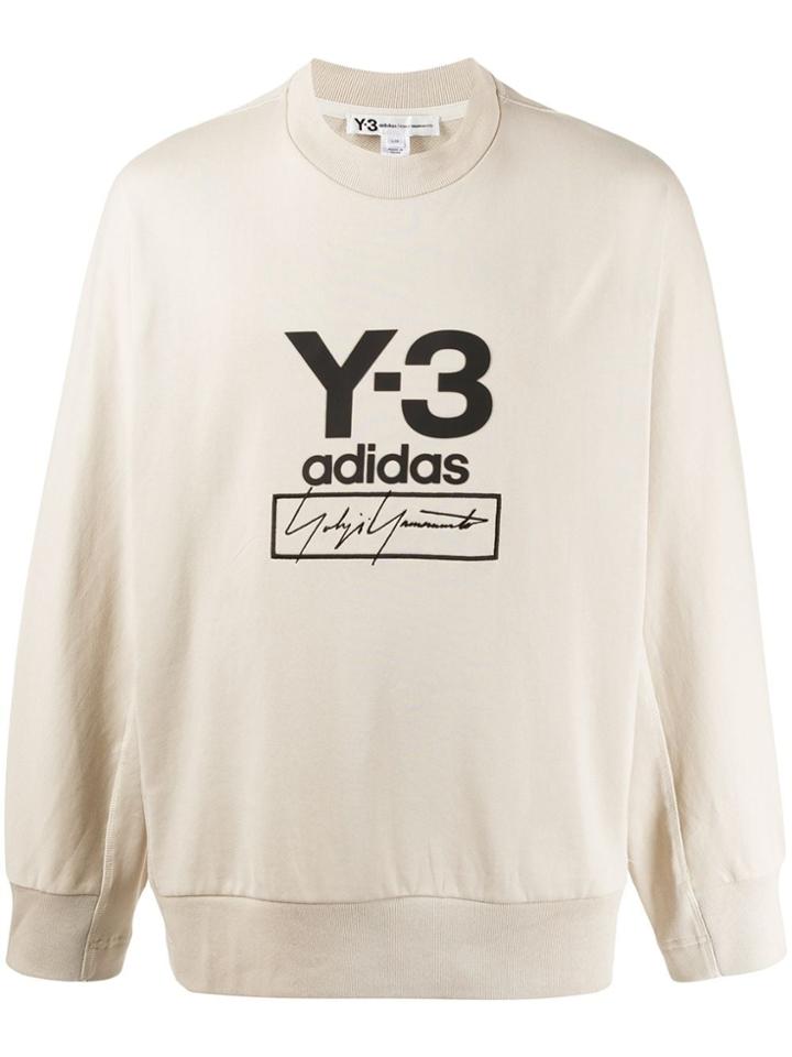 Y-3 Stack Logo Crew Neck Sweatshirt - Neutrals
