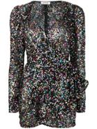 Attico Sequin Wrap Dress - Black