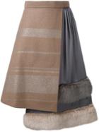 Kolor Asymmetric Skirt, Women's, Size: 3, Brown, Nylon/polyester/rayon/wool