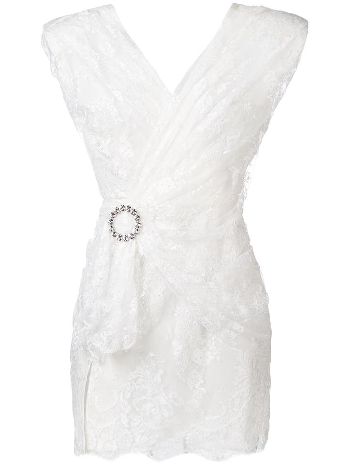 Alessandra Rich - Lace Wrap Blouse - Women - Silk/polyamide/viscose - 42, White, Silk/polyamide/viscose