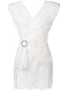 Alessandra Rich - Lace Wrap Blouse - Women - Silk/polyamide/viscose - 42, White, Silk/polyamide/viscose