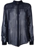 Twin-set Embellished Sheer Shirt, Women's, Size: Xxs, Blue, Polyester/viscose/glass