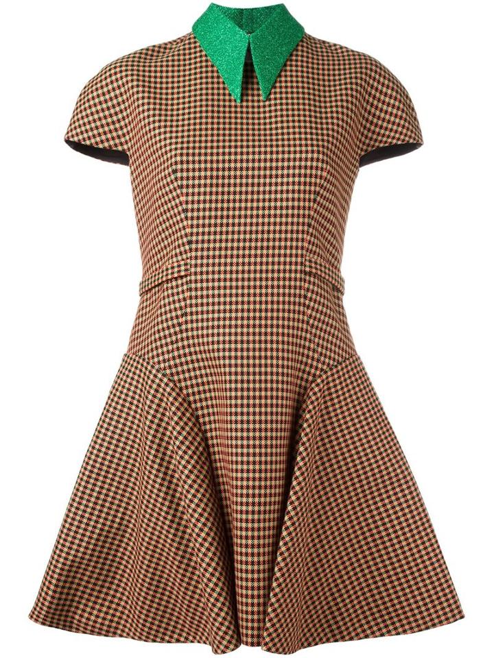 Delpozo Short Sleeve Checked Dress