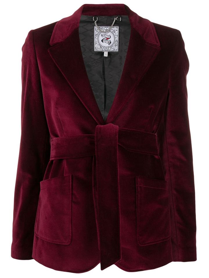 Tommy Hilfiger Tie Waist Velvet Blazer - Red