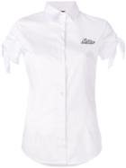 Love Moschino Ribbon Sleeve Blouse, Women's, Size: 40, White, Cotton/spandex/elastane