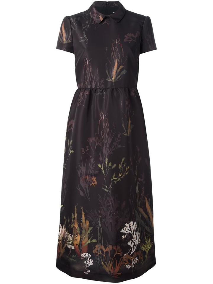 Red Valentino Floral Print Dress, Women's, Size: 40, Black, Polyester/acetate