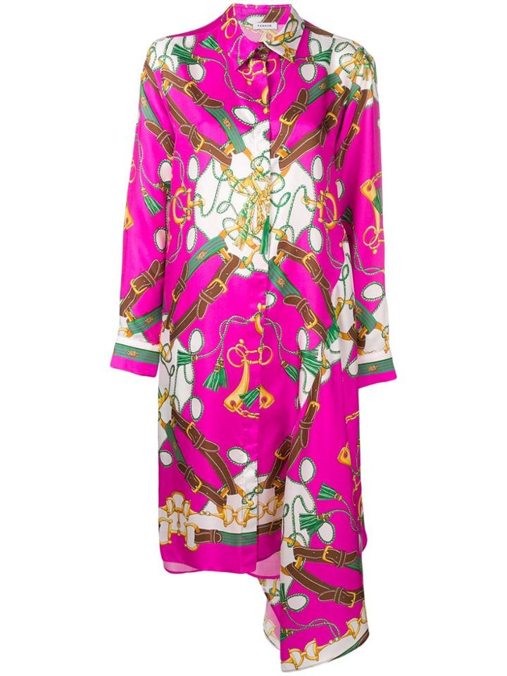 P.a.r.o.s.h. Printed Asymmetric Shirt Dress - Pink