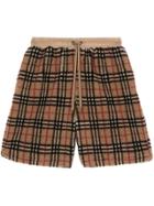 Burberry Vintage Check Faux Shearling Drawcord Shorts - Neutrals