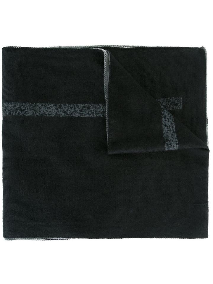 Armani Collezioni Logo Detail Scarf, Men's, Black, Acrylic/wool