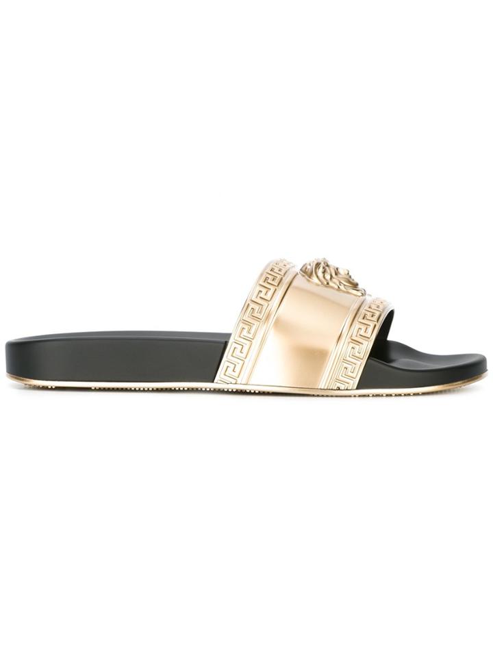 Versace Medusa Pool Slides - Metallic