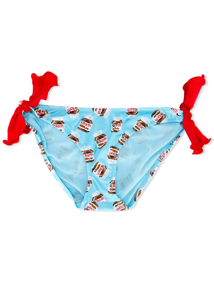 Mc2 Saint Barth Kids - Nutella Print Slip Bottoms - Kids - Polyamide/spandex/elastane - 4 Yrs, Toddler Girl's, Blue