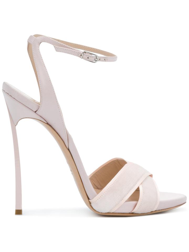 Casadei Blade Cross Strap Sandals - Pink & Purple
