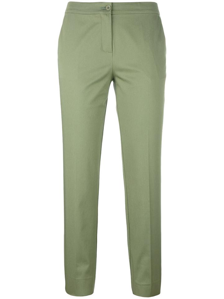 Etro Cropped Tailored Trousers, Women's, Size: 38, Green, Cotton/spandex/elastane