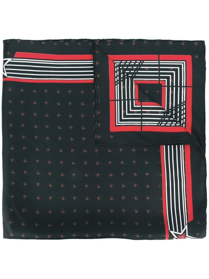 Givenchy Floral Print Scarf, Men's, Black, Silk