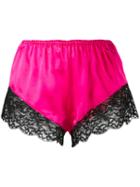Marques'almeida - Lace Trim Shorts - Women - Silk/polyamide/rayon - Xs, Pink/purple, Silk/polyamide/rayon