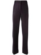 Cédric Charlier Striped Trousers, Women's, Size: 36, Blue, Wool/polyamide/other Fibers
