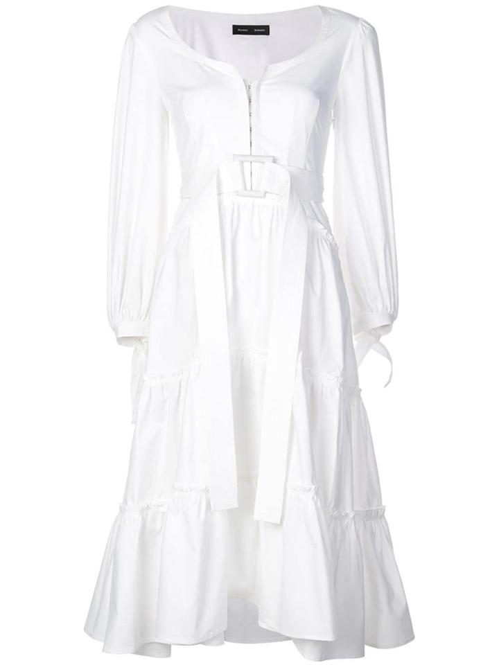 Proenza Schouler Belted Poplin Midi Dress - White