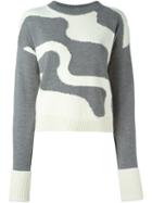Jil Sander Navy Intarsia Knit Jumper, Women's, Size: Medium, Grey, Wool