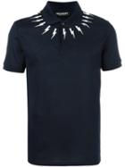 Neil Barrett Lightning Bolt Polo Shirt, Men's, Size: Large, Blue, Cotton
