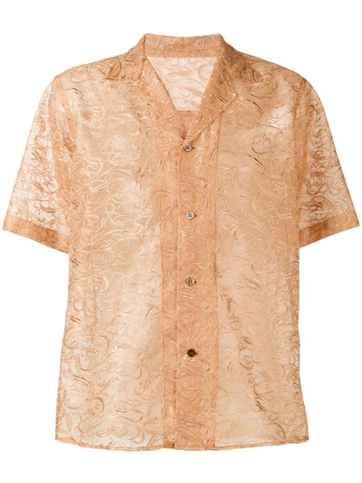 Sulvam Embroidered Short-sleeved Shirt - Gold
