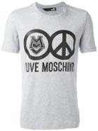 Love Moschino Peace Print T-shirt, Men's, Size: Xl, Grey, Cotton/spandex/elastane