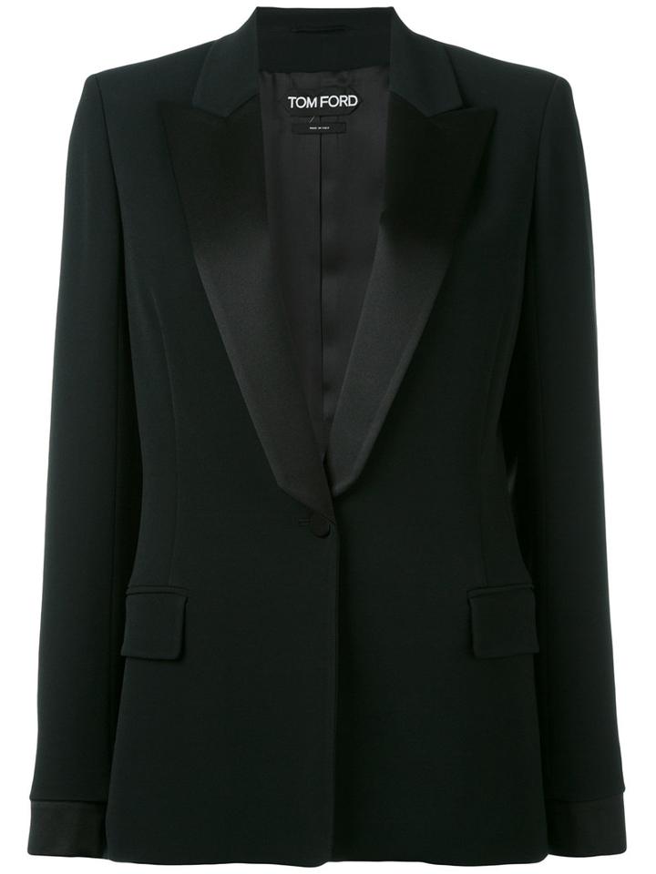 Tom Ford - Peaked Cocktail Blazer - Women - Silk/polyester/spandex/elastane/viscose - 44, Black, Silk/polyester/spandex/elastane/viscose