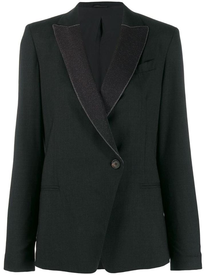Brunello Cucinelli Framed Lapel Suit Jacket - Black
