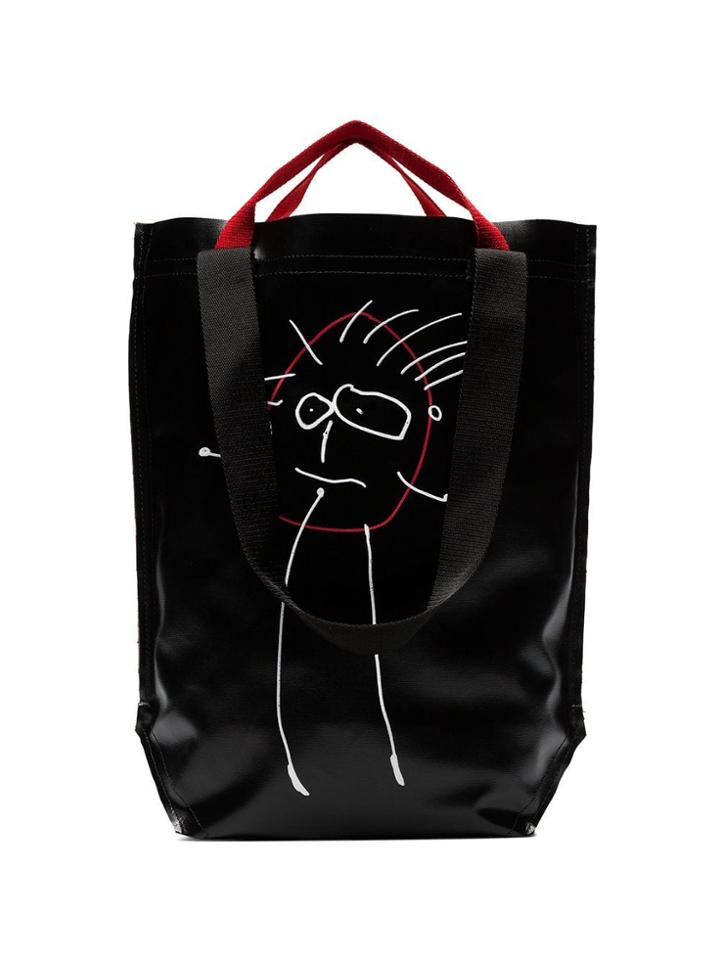 Plan C Black Sketch Print Shopper Tote Bag