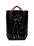 Plan C Black Sketch Print Shopper Tote Bag