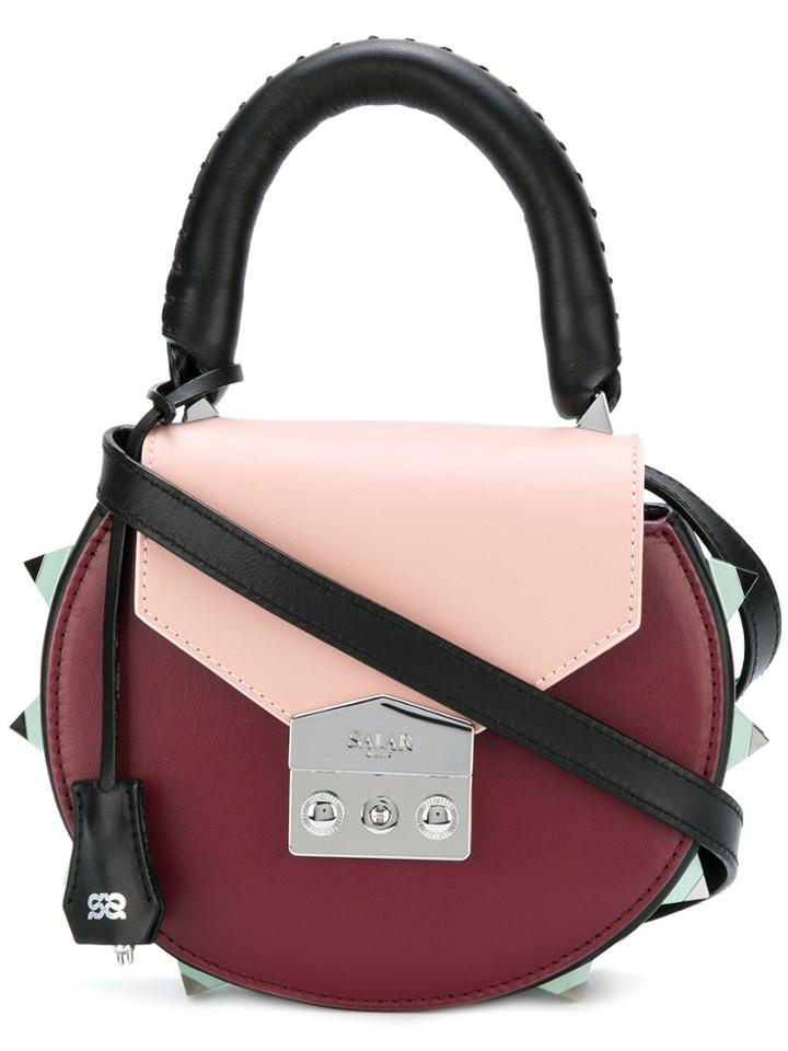 Salar Round Studded Crossbody Bag - Pink & Purple