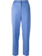 Msgm Textured Trousers, Women's, Size: 44, Blue, Cotton/viscose