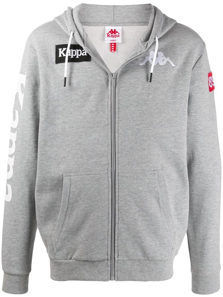 Kappa Logo Embroidered Zipped Hoodie - Grey