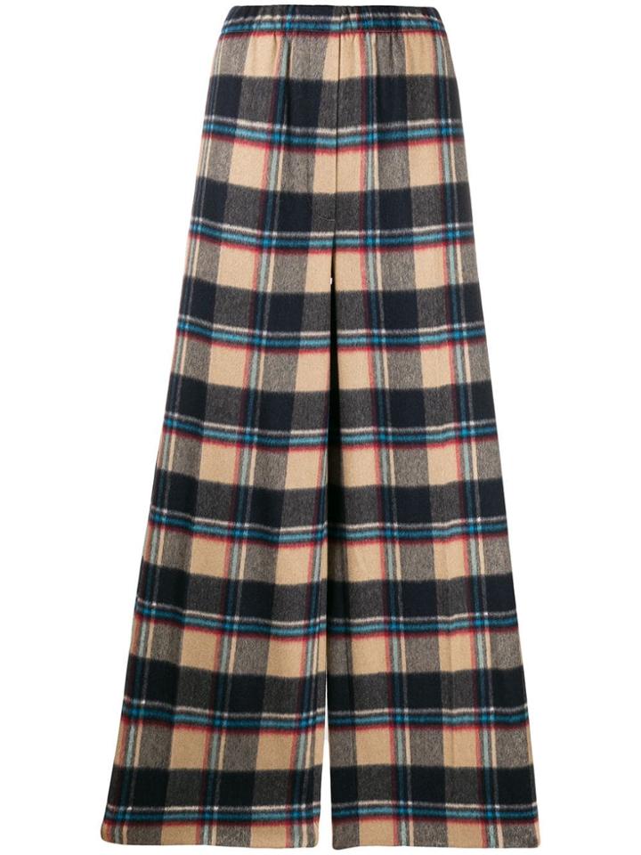 Tela Checked Wide-leg Trousers - Neutrals