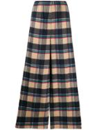 Tela Checked Wide-leg Trousers - Neutrals