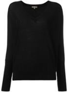 N.peal Ribbed Sleeve V-neck Top, Women's, Size: Small, Black, Cashmere/silk