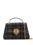 Dolce & Gabbana Large Devotion Tweed Shoulder Bag - Grey