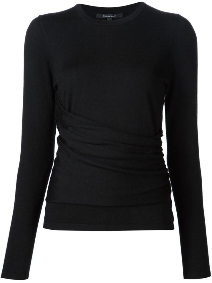 Derek Lam Round Neck Jumper, Women's, Size: Large, Black, Silk/cashmere