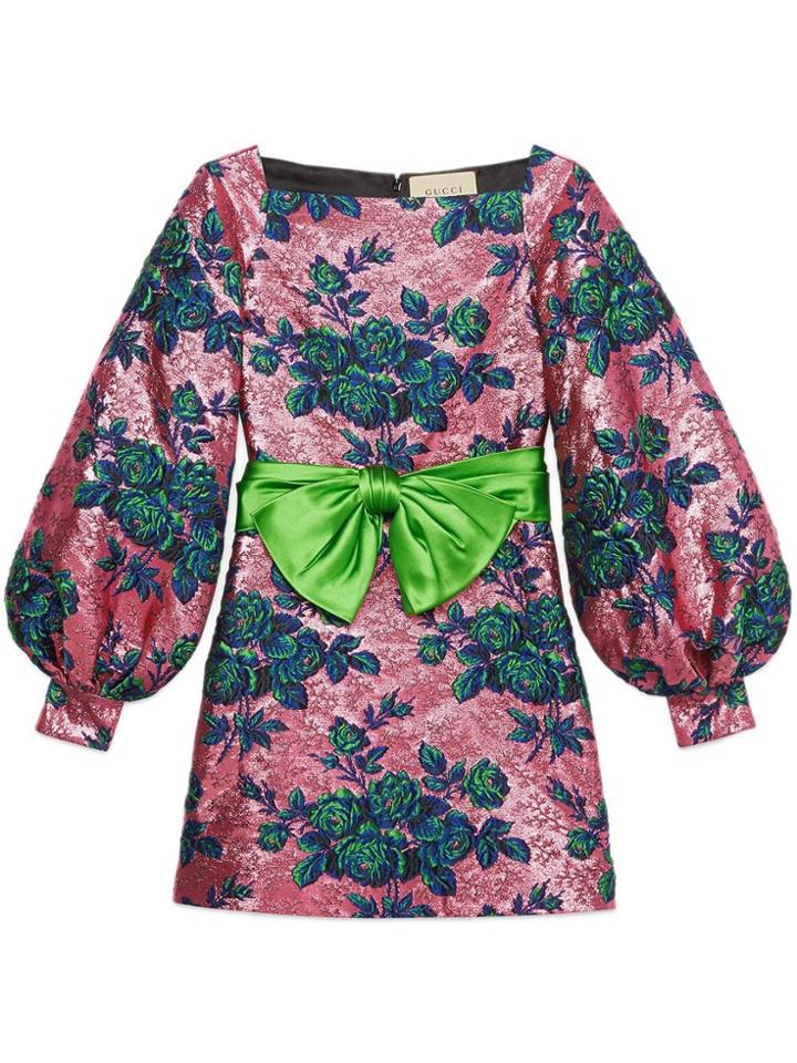 Gucci Floral Jacquard Mini Dress - Pink