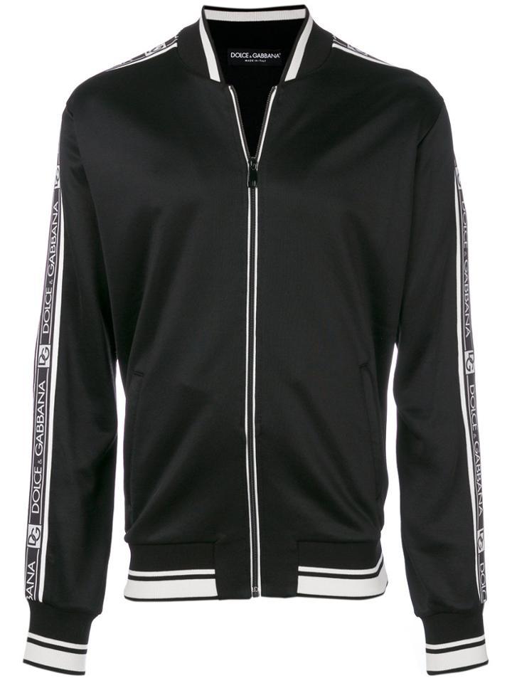 Dolce & Gabbana Logo Stripe Bomber Jacket - Black