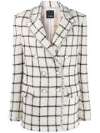 Pinko Plaid Double-breasted Jacket - Neutrals