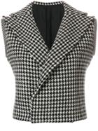 Yohji Yamamoto Vintage Houndstooth Check Cropped Waistcoat - Black