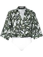 Andrea Marques Cache Coeur Foliage Print Bodysuit - Unavailable