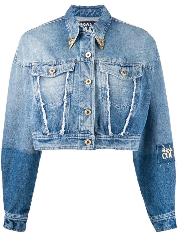 Versace Jeans Couture Cropped Denim Jacket - Blue