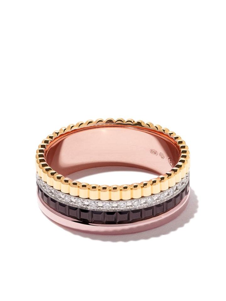 Boucheron 18kt Yellow, Rose, And White Gold Diamond Quatre Classique