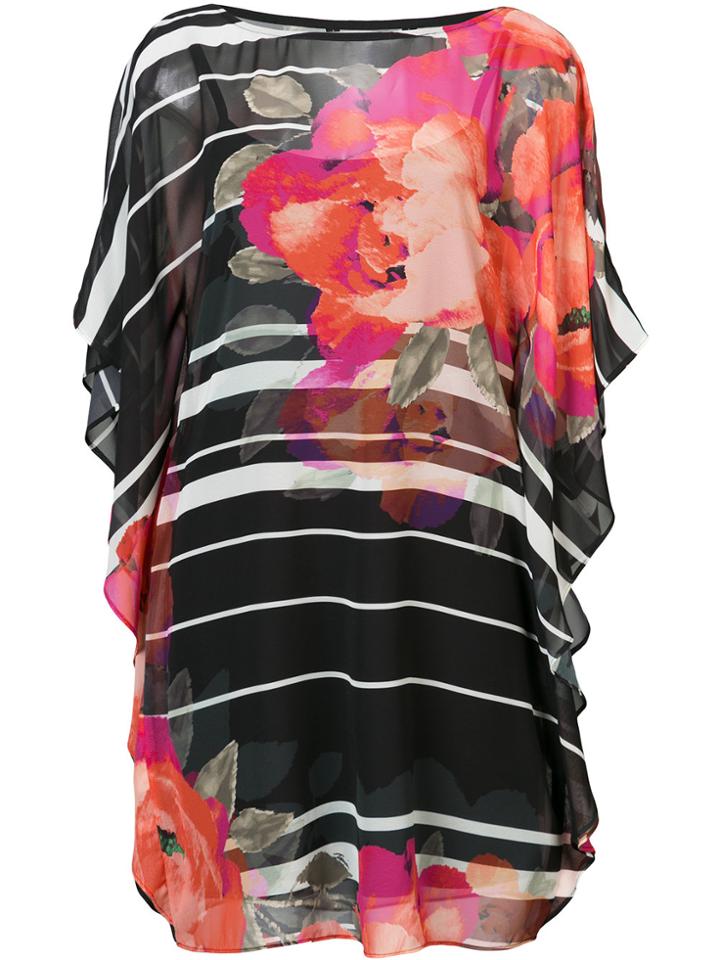 Trina Turk Striped Floral Print Kaftan - Multicolour