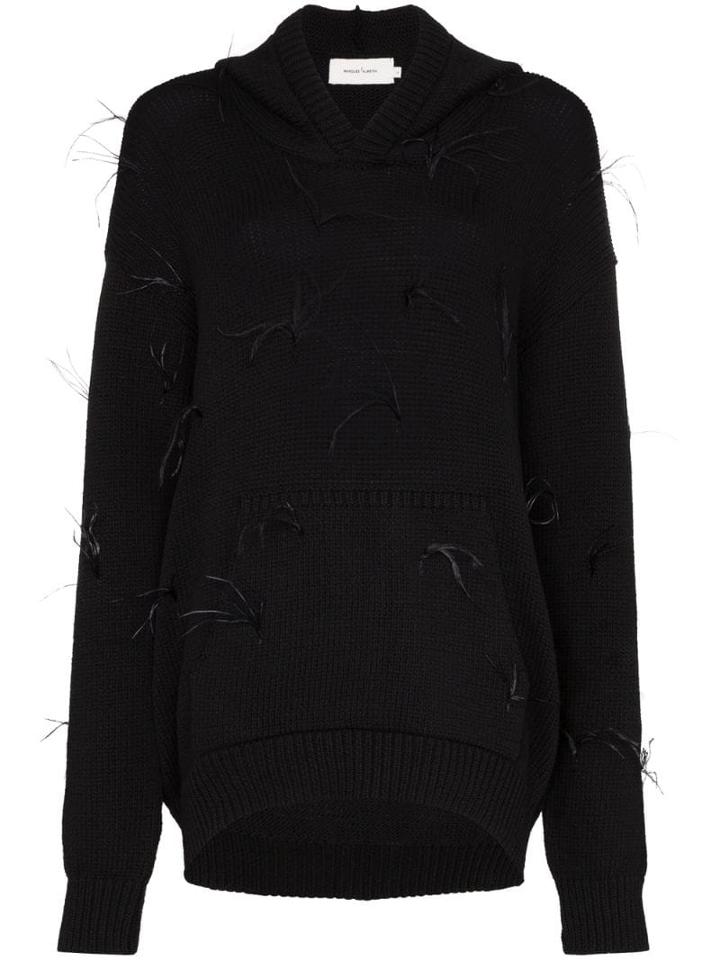 Marques'almeida Maled Feather-appliqué Jumper - Black