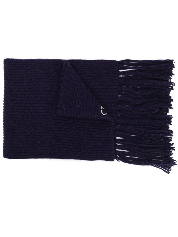 Ami Alexandre Mattiussi Ribbed Scarf Ami De Coeur Patch - Blue
