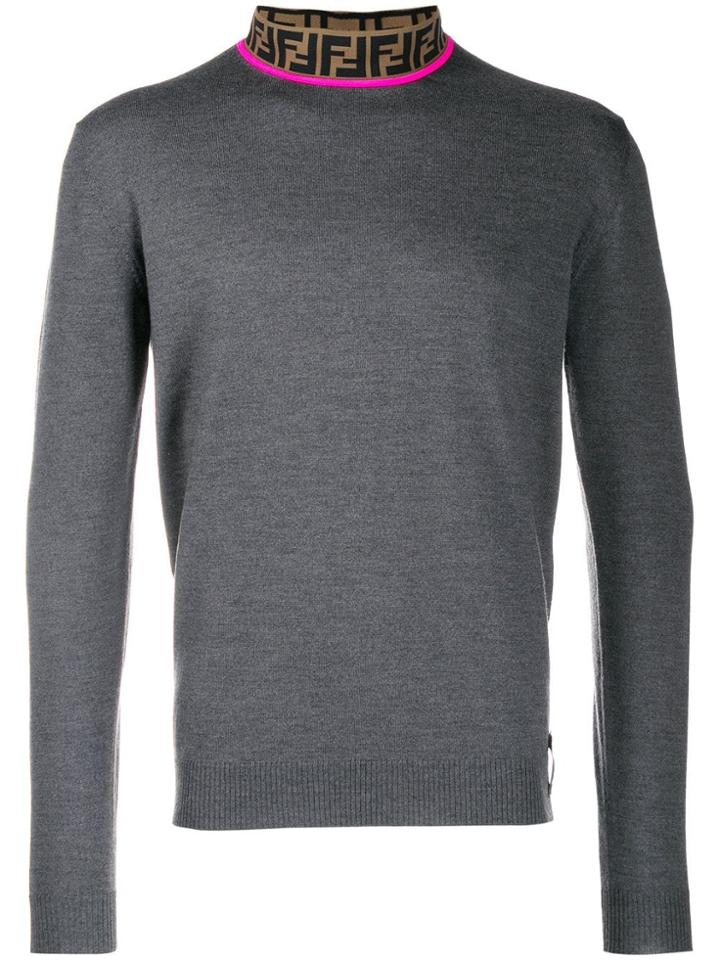 Fendi Monogram Collar Jumper - Grey
