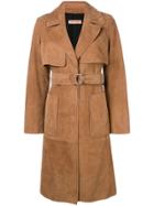 Yves Salomon Belted Midi Coat - Brown