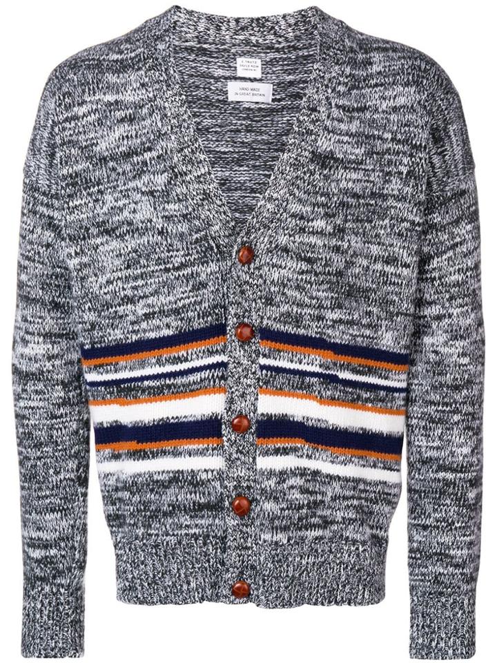 E. Tautz Striped V-neck Cardigan - Black